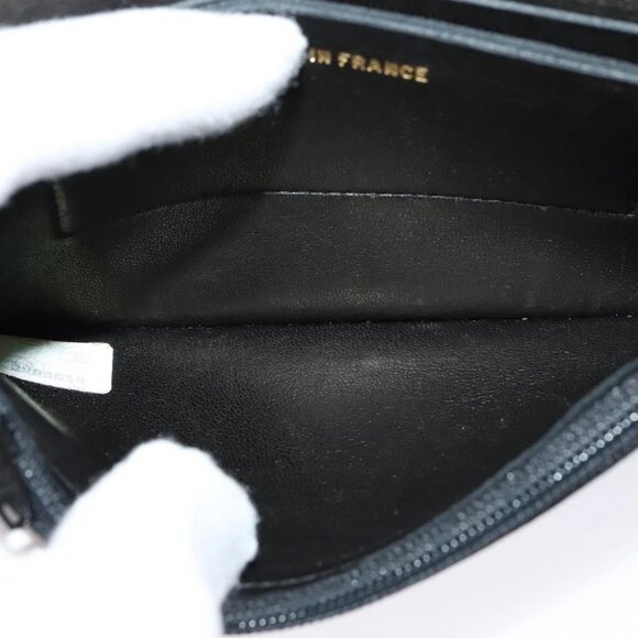CHANEL Chain Wallet Lamb Skin Black Gold CC Auth bs26777 - Picture 11 of 15